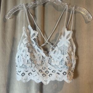 FP‎ One Free People Adella Cream Textured Top Crop Bralette lace